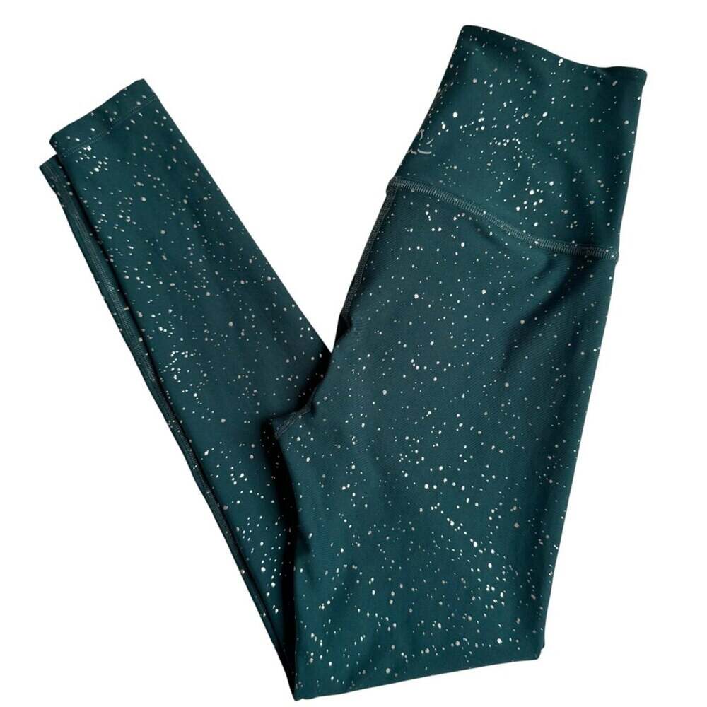 Beyond Yoga Alloy Sparkle High Waisted 7/8 Leggings Hunter Green & Antique Gold